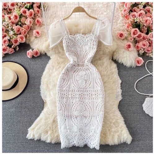 Babydoll Elegant Lacy Dress - White