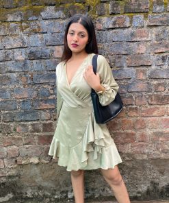 Satin Ruffle Style Dress