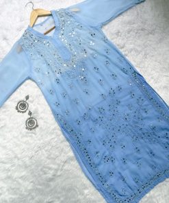 Omber Tie Tye Mirror Chickankari Set