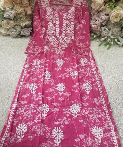 Alternative view of MUL MUL CHICKANKARI KURTI