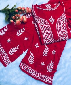 Alternative view of Gharara set + chickankari Plazzo set