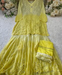 Alternative view of gharara set + Mul Mul Kurti