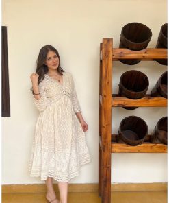 Alternative view of CHICKANKARI DESIGNER GOWN