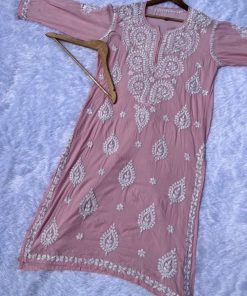 Alternative view of aura modal chickankari Kurti