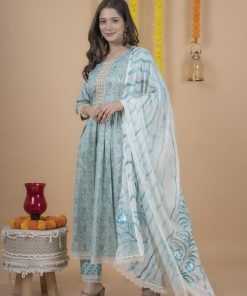 muslin foil print suit