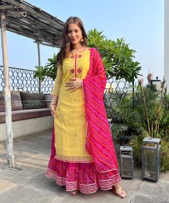 CHANDERI KURTA with bandhani touch