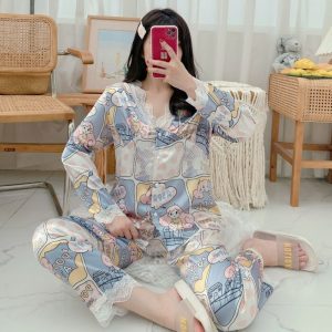 Lace Satin Night Suit
