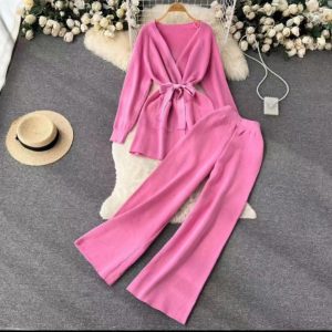 Ribbon cardigan style co ord set