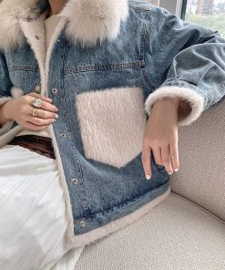 denim fur jacket