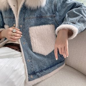 denim fur jacket