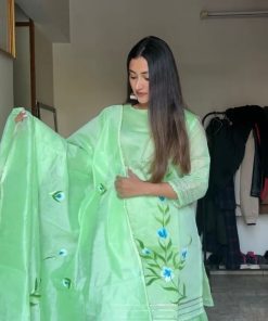 HANDPAINTED ORGANZA SHARARA SET