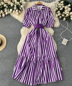 INAYAT TRIPES BUTTON DRESS