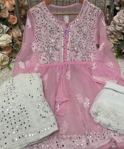 Alternative view of SUKHMANI SHORT GOWN MIRROR WORK SHARARA SET