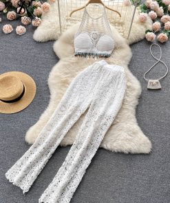 BEADED CROCHET PANT SET