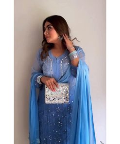 Alternative view of GURLEEN PANEL MIRROR SHARARA SET