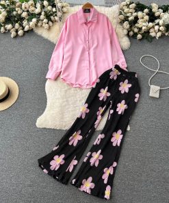 Alternative view of FLOWER WRINKLE CO ORD SET