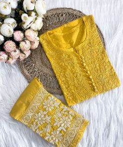 Alternative view of DOBBY CHIKANKARI COTTON SUIT