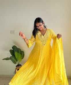 Shirin Lace Mirror Work Anarkali