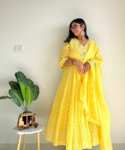 Alternative view of Shirin Lace Mirror Work Anarkali