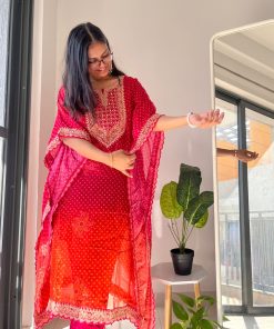 Alternative view of Surai Bandhej Kaftan