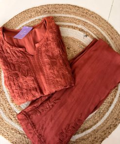 Red Chikankari Suit